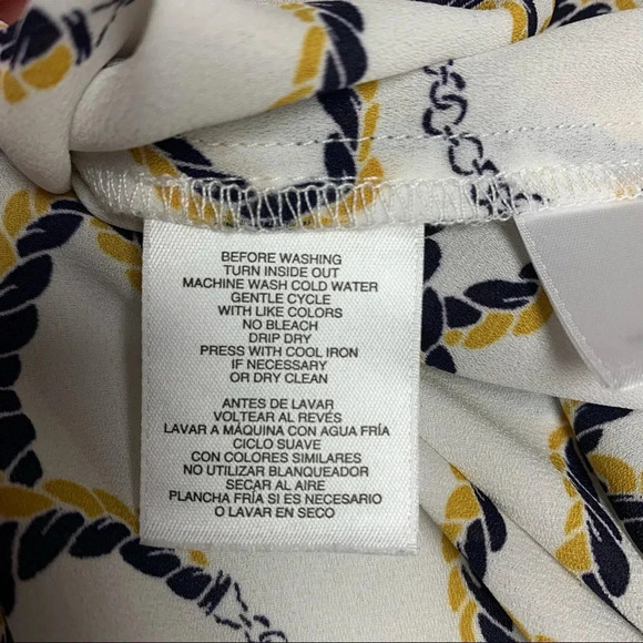 Anne Klein white/blue/brown nautical themed top size M - Picture 3 of 9